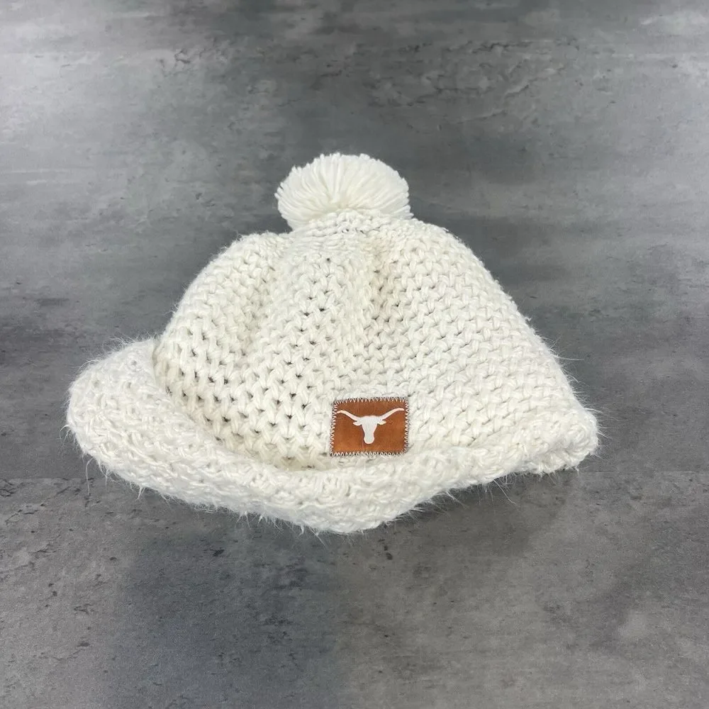 Vintage Nike Texas Longhorns Beanie‎ Hat Winter Cap Knit Chunky Ski Snow White